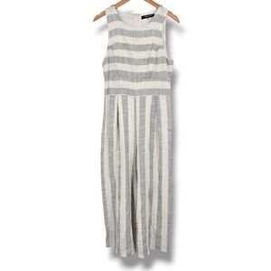 Sugar Lips Womens Striped Sleeveless Wide Leg Jumpsuit Grey White Size M